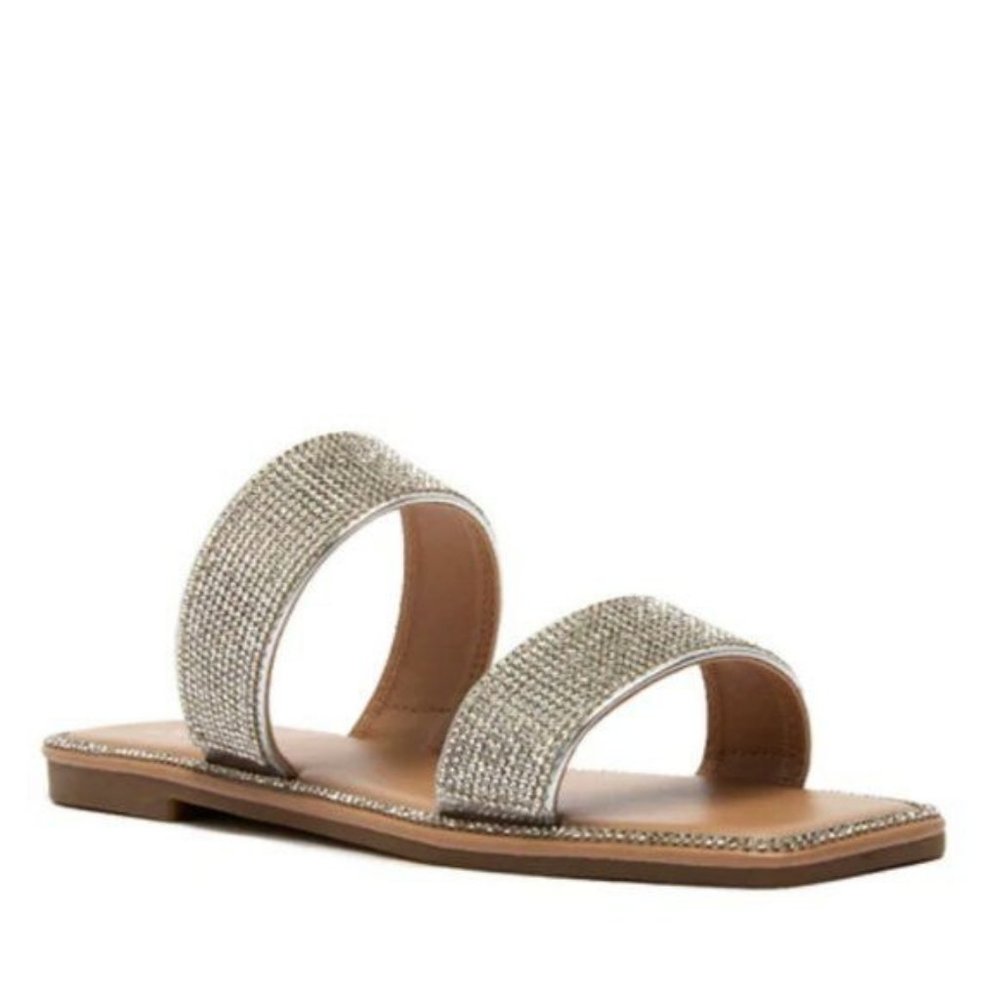 !! NEW !! Embellished Double Strap Square Toe Sandals in Black - Picture 10 of 10